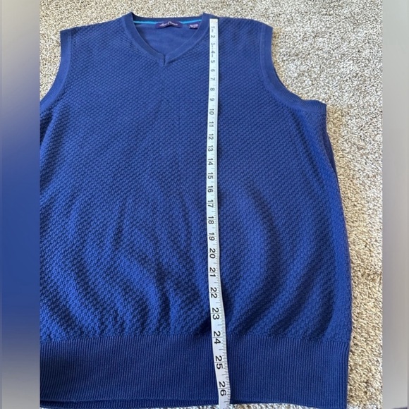 Alan flusser blue large vneck sweater vest 100% Cotton - Picture 7 of 7